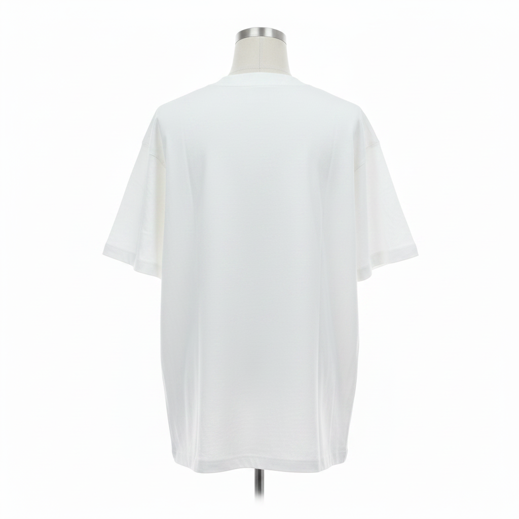 White Chanyoo Collage Graphic Oversized Tee - Ghost Mannequin Back