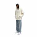 Nigerian model wearing Beauchamp Cream Oversized Zip-Up Hoodie