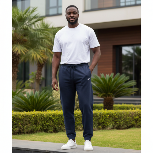 Men's Relaxed Jogger Sweatpants – Model Shot Navy