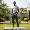 Men's Charcoal Athletic Track Joggers – Nigerian Male Model