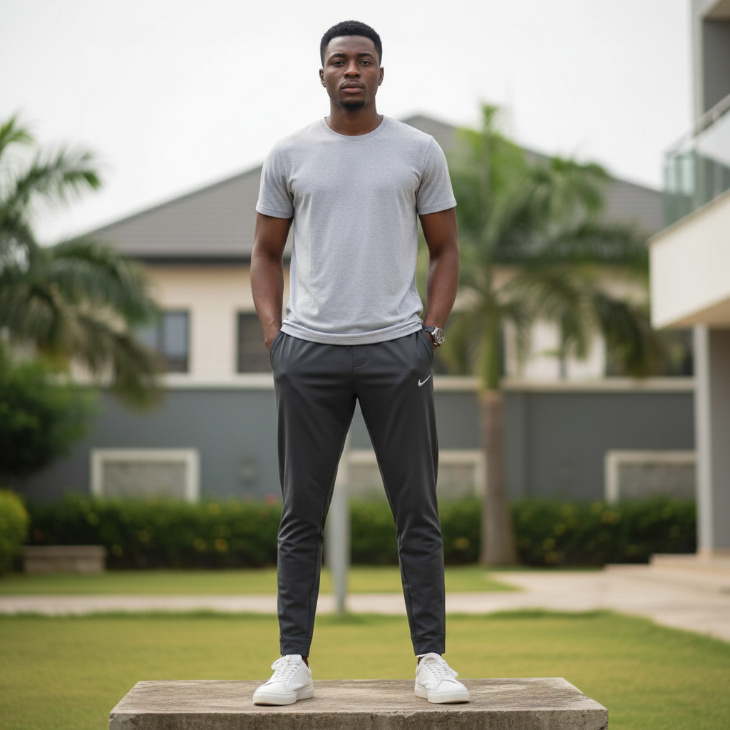 Men's Charcoal Athletic Track Trousers – Nigerian Male Model