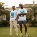Unisex White Retro Graphic Oversized Tee - Nigerian Male and Female Models