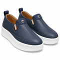 Navy Leather Slip-On Platform Sneaker with Suede Heel Tab – Ghost Mannequin