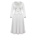 White silver-detail long-sleeve pleated midi gown on an invisible mannequin