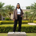 Leopard Print Oversized Zip-Up Hoodie Jacket – Nigerian Female Model
