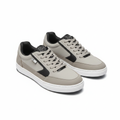 Men's cool grey and black low-top court sneakers ghost mannequin front view