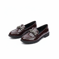 Layinka Store Wine Croc Patent Letter-Chain Loafers – Catalog Shot