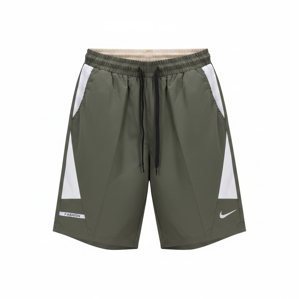Olive Green Panel Running Shorts - Ghost Mannequin