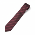 Men's burgundy maroon tonal diagonal stripe woven necktie flat lay product shot