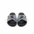 Men's Black Plaid Crossover Slide Sandals — Ghost Mannequin