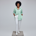 Mint Green Striped Casual Shirt - Model Front View