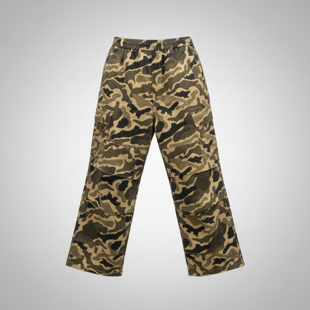 Ghost mannequin desert camo baggy cargo pants