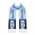 Sky blue and navy football fan scarf ghost mannequin front view