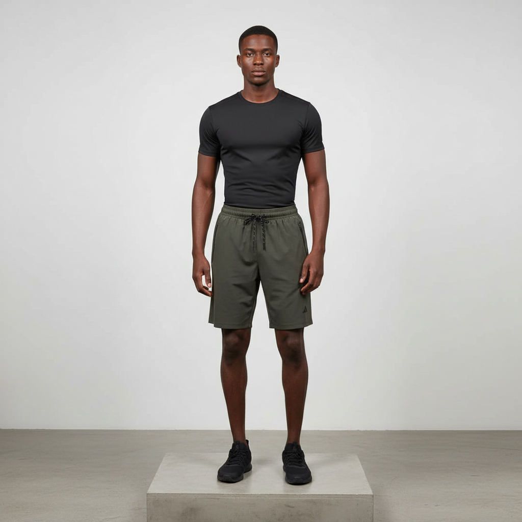 Dark Olive Woven Training Shorts - Model Shot