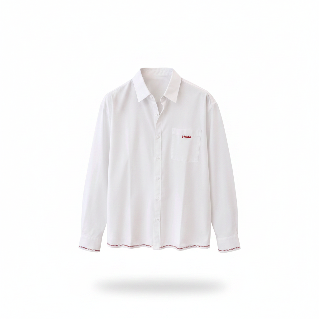 Men's White Long Sleeve Button-Up Shirt – Ghost Mannequin Front View