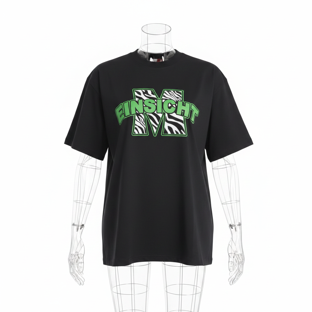 Black Einsicht Zebra M Logo Short-Sleeved Shirt - Ghost Mannequin Front