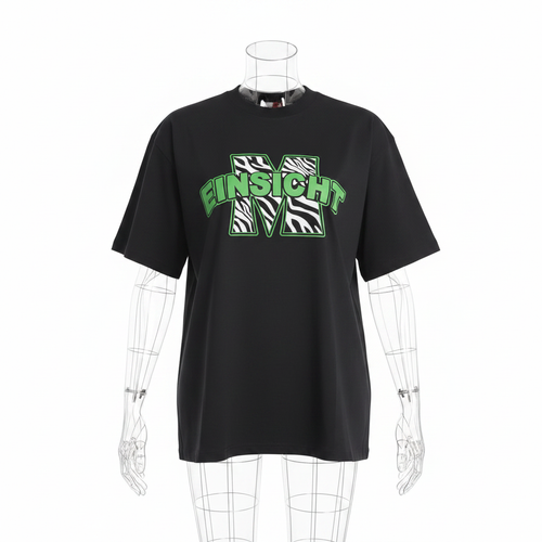 Black Einsicht Zebra M Logo Short-Sleeved Shirt - Ghost Mannequin Front