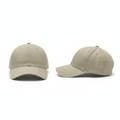 Plain solid light khaki beige baseball cap ghost mannequin front and side view