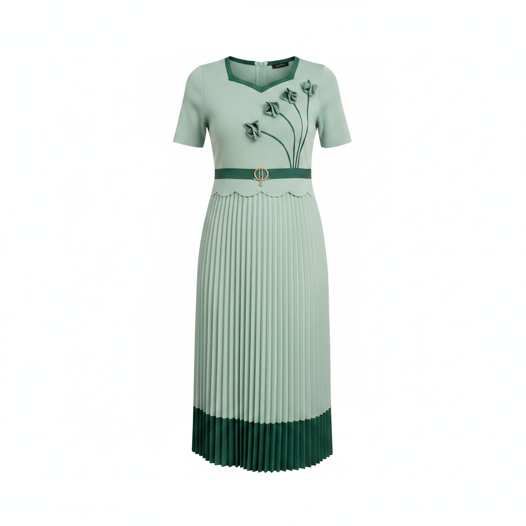 Ghost mannequin – Ntiwi Collection Mint Green Miyaki Pleated Midi Dress
