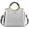 Shimmer Metallic Structured Tote Bag – Silver, Ghost Mannequin