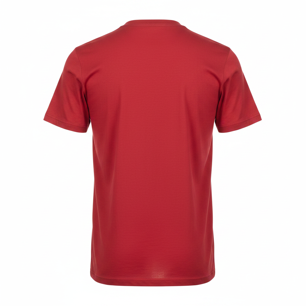Ghost mannequin back view of red T-shirt