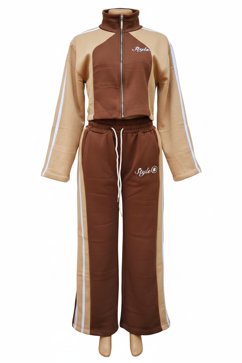 Teen Brown & Beige Two-Tone Zip Tracksuit Set – Ghost Mannequin
