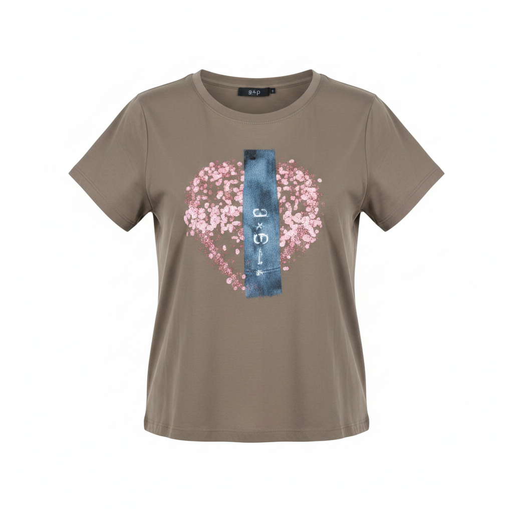 Ghost Mannequin Front – Khaki Graphic Crapo Top