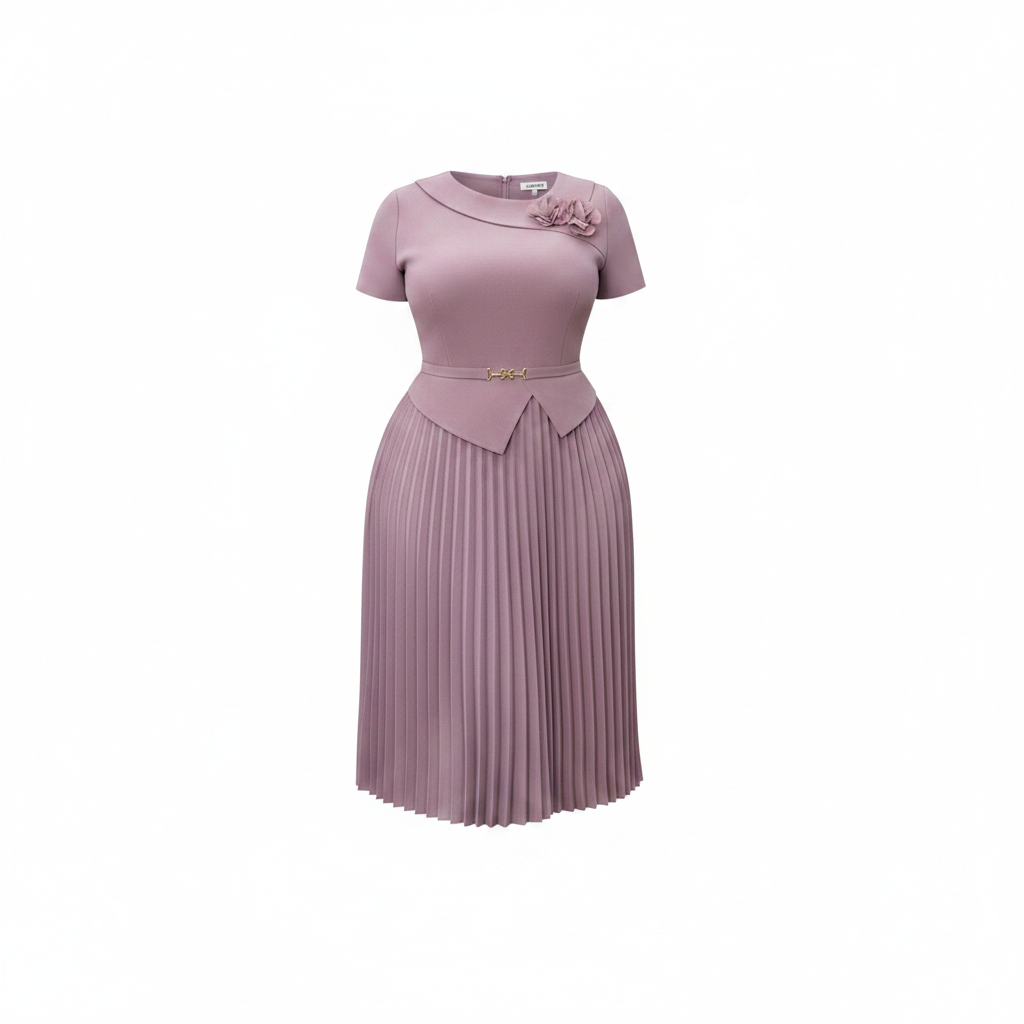 Women's Pleated Peplum Midi Dress - Ghost Mannequin Mauve