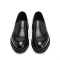 Straight-on glossy black script-detail slip-on shoes with chunky soles
