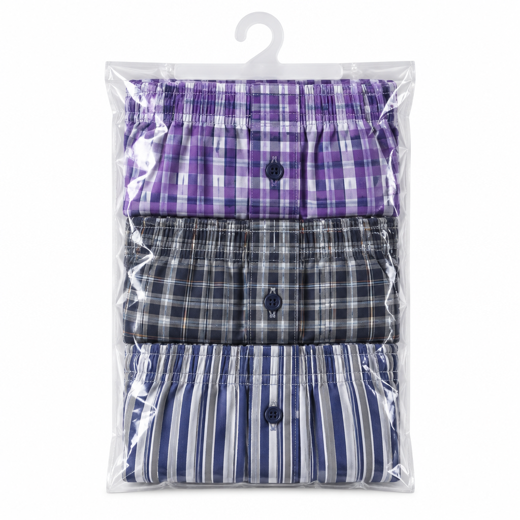 3-Pack Men's Woven Plaid Boxer Shorts – Pack Shot