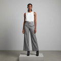 Grey Marl Wide-Leg Trousers - Model Front