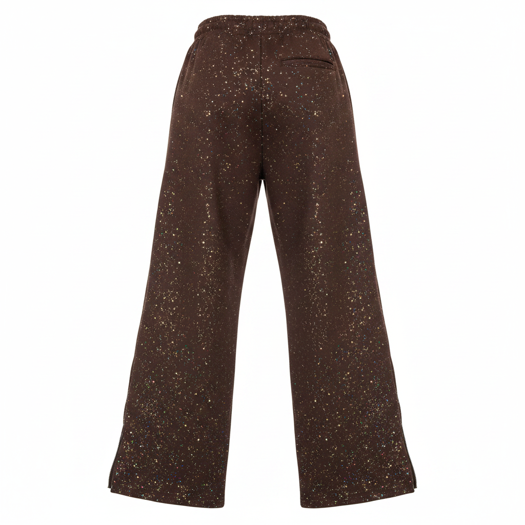 Brown Glitter Wide-Leg Sweatpants – Back Ghost Mannequin