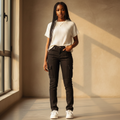 Girls Black Cargo Slim Jeans – Model Shot