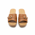 Women's Buckle Strap Platform Slide Slipper - Ghost Mannequin Front View