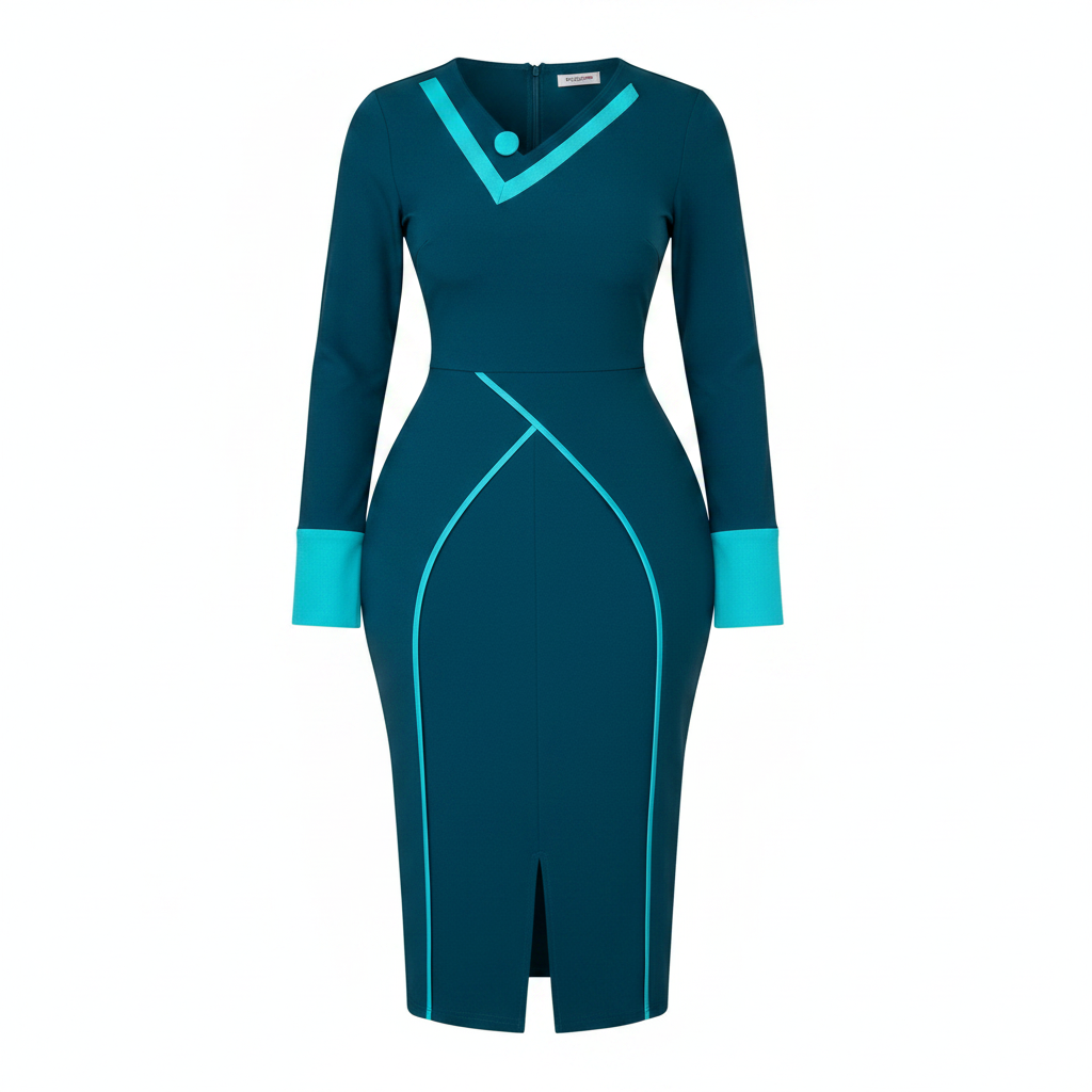 Teal Contrast Trim Bodycon Midi Dress – Ghost Mannequin