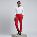 Red Slim-Fit Trousers - Model Front