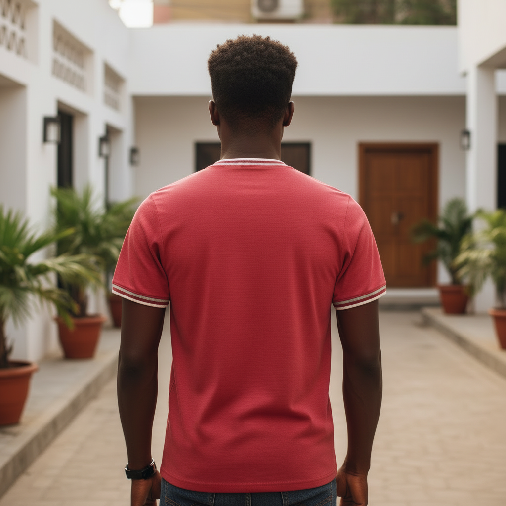 Gatford V-Neck Tee Red – Back Model View