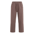 Brown seam-detail drawstring trousers, front view on white