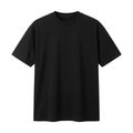 Plain black crew-neck T-shirt on an invisible mannequin