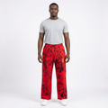 Adult Black model wearing red graffiti-print drawstring joggers