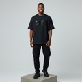 Black Snake Sequin Embellished Oversized Tee - Male Model Front