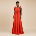 Tomato Red Floral Strap Maxi Dress - Front Model