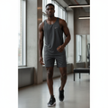 Nike charcoal sleeveless sport tank vest on male model