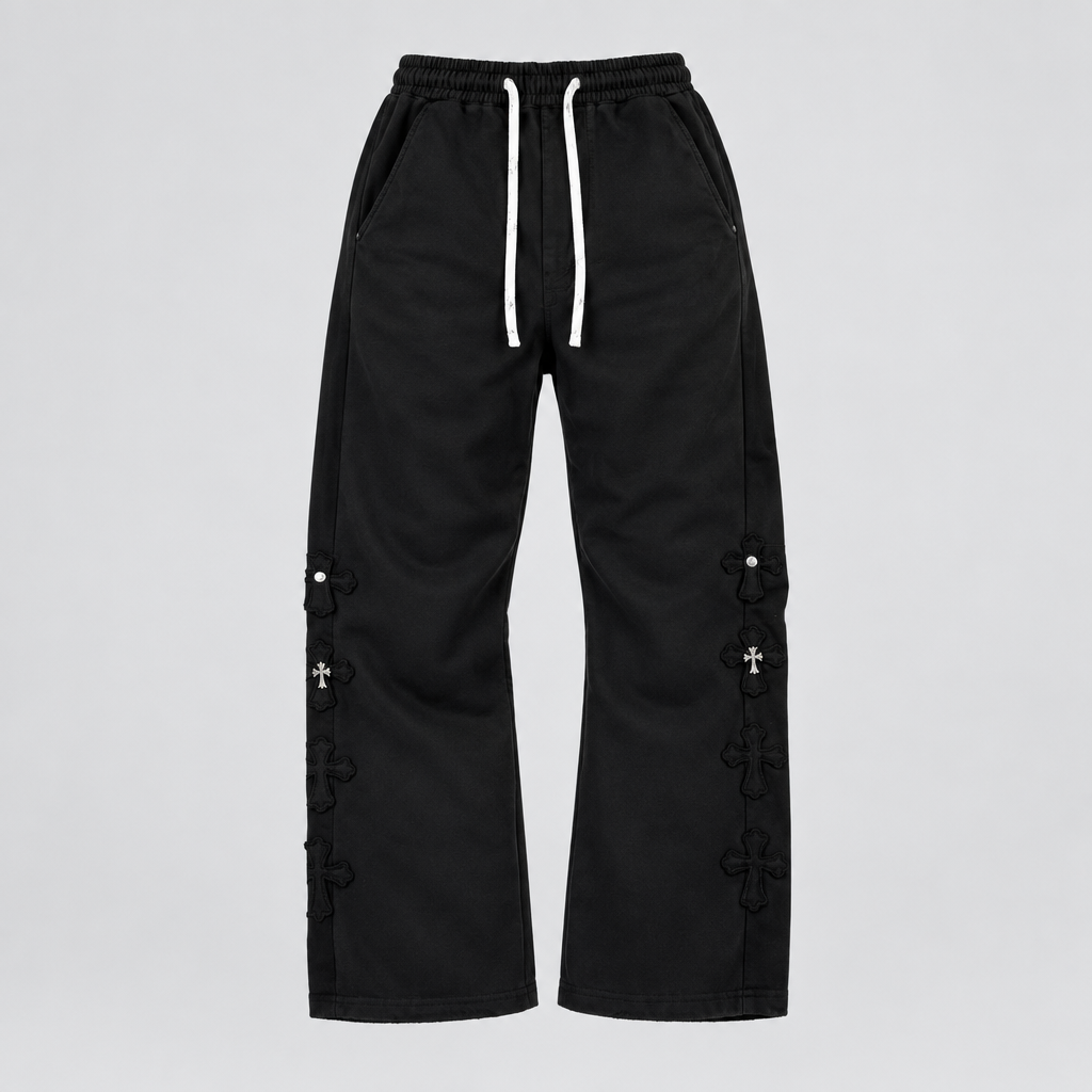 Men's black cargo jogger trousers ghost mannequin