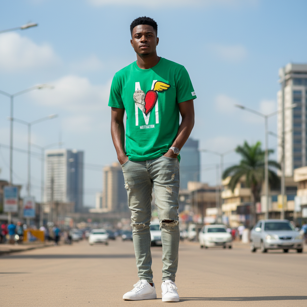 Motivation Winged Heart Graphic Tee - Model Shot