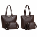 Espresso brown two-piece tote bag set, front and side catalog views