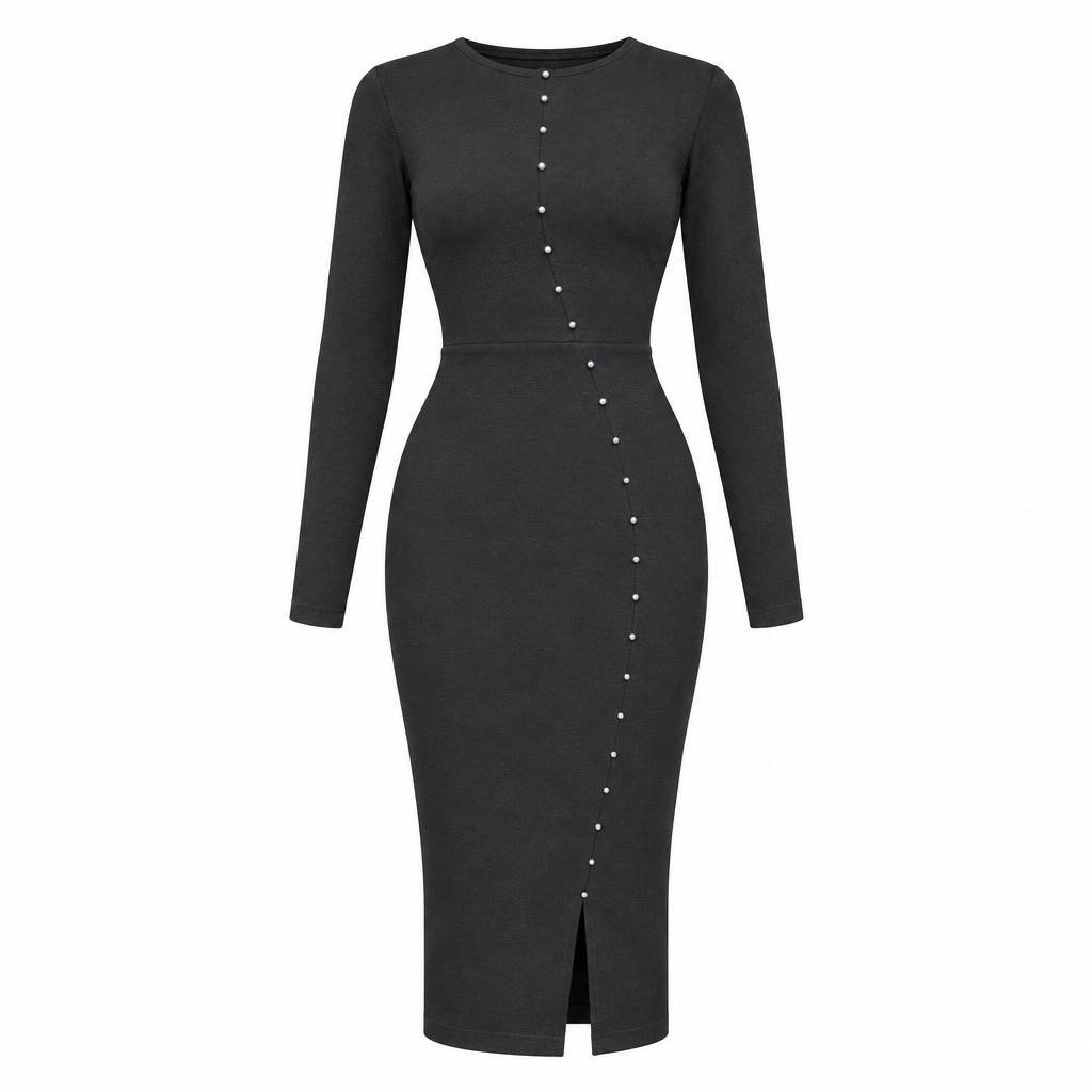 Charcoal Stud-Detail Bodycon Midi Dress – Ghost Mannequin