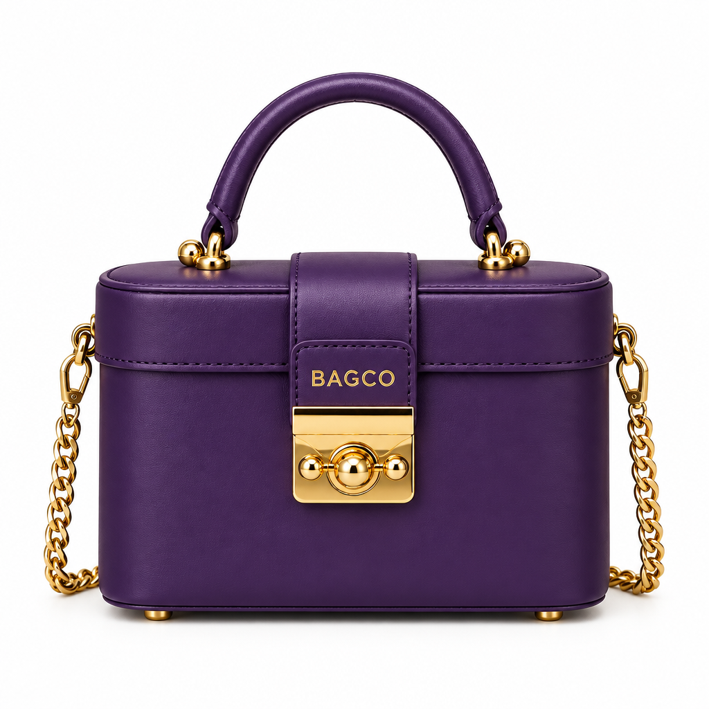 Purple Smooth Leather Mini Box Vanity Bag – Ghost Mannequin