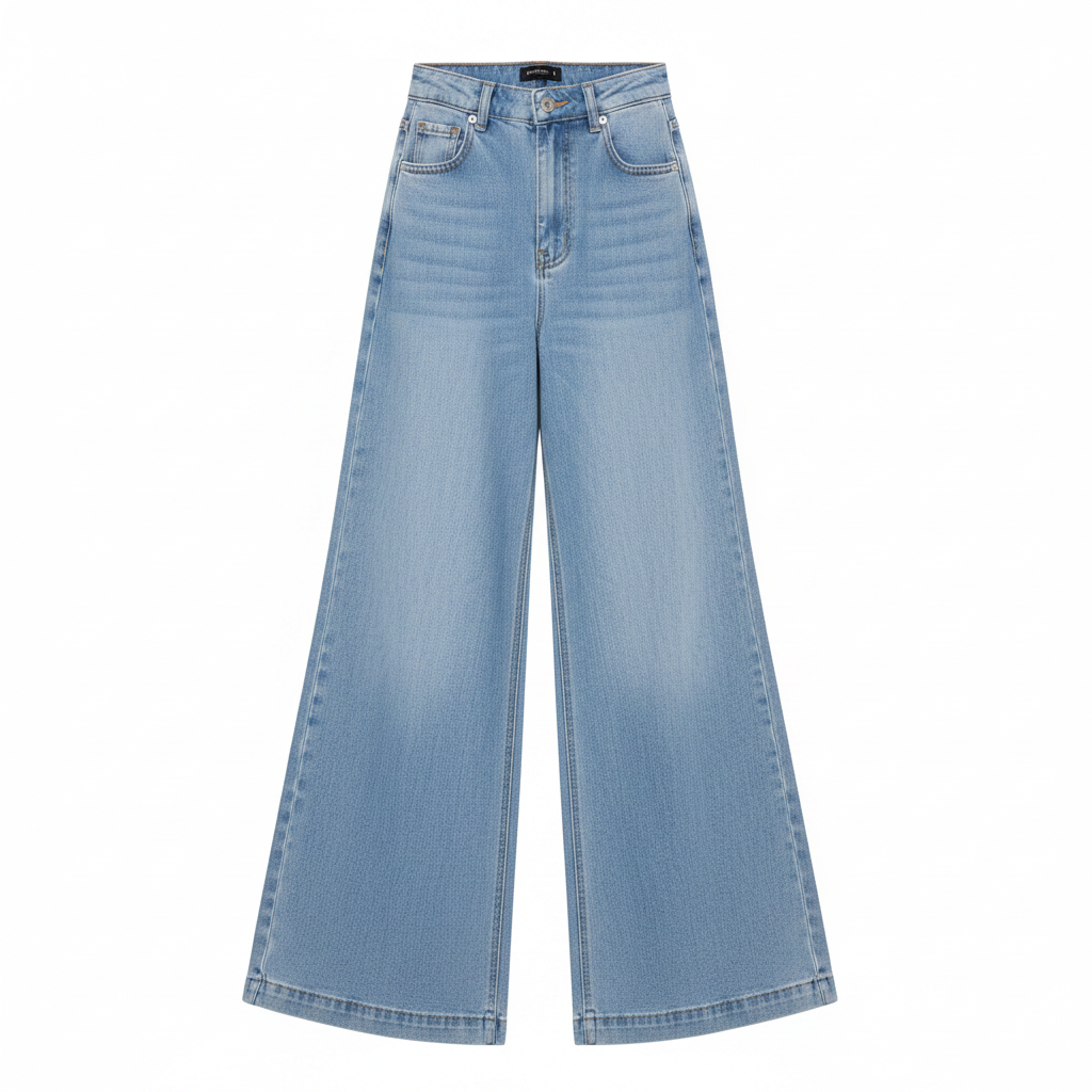 Light Blue High-Waist Wide-Leg Denim Jeans - Ghost Mannequin