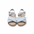 Girls' light blue floral lace sandals ghost mannequin pair view
